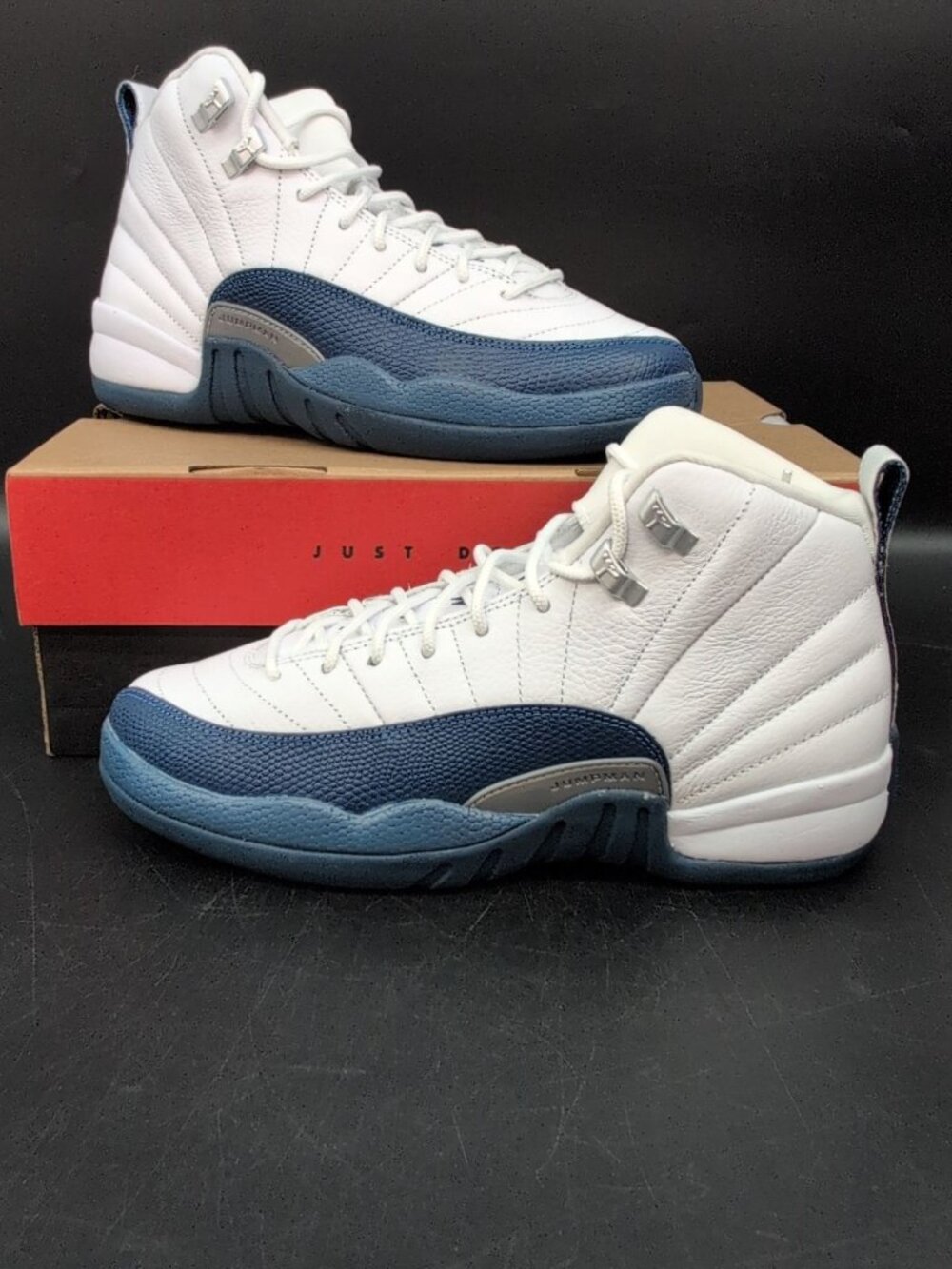 Nike Air Jordan 12 Retro GS Sneakers Kids Athletic Shoes 7Y White French Blue